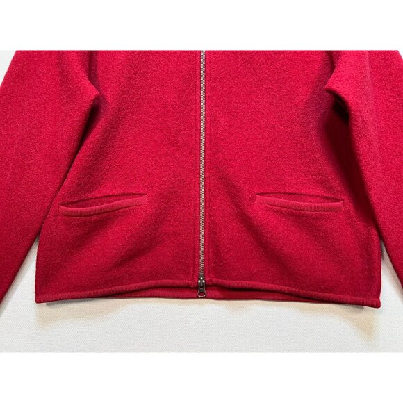 Woolrich Womens Wool Full Zip Cardigan Jacket Long Sleeve Sz S Red Solid Pockets - Picture 7 of 12